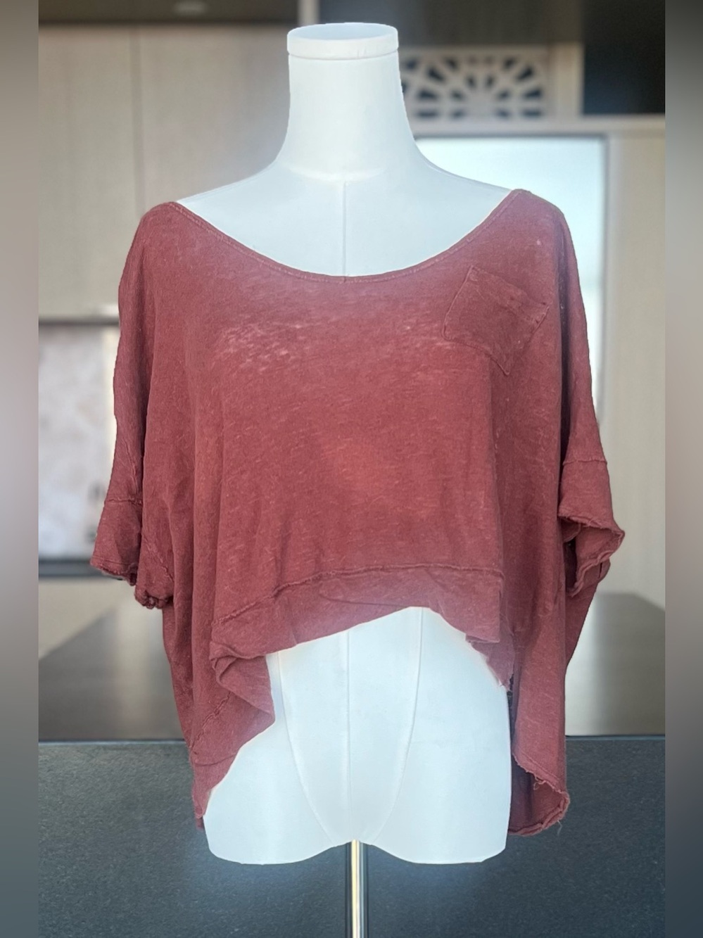 Free People Washed Rose Boxy Scoop Crop Top